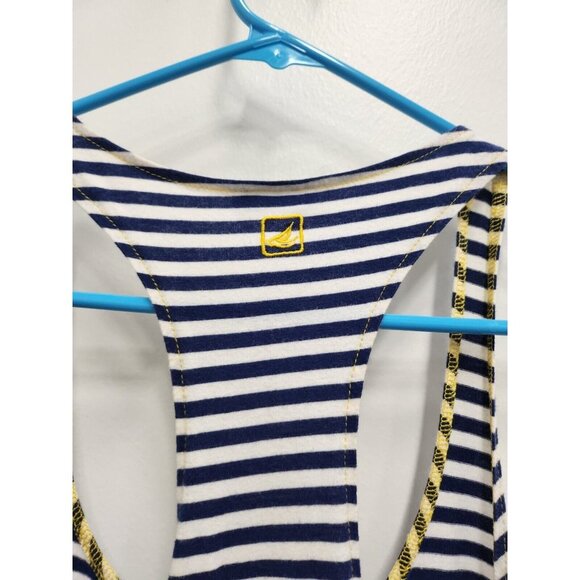 Sperry Womens Swimsuit Cover Up Tank Small Navy White Striped Anchor Racerback - Picture 6 of 6